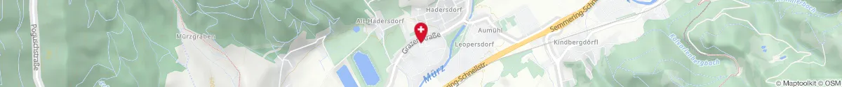 Map representation of the location for Apotheke "Zum Kindl" in 8652 Kindberg